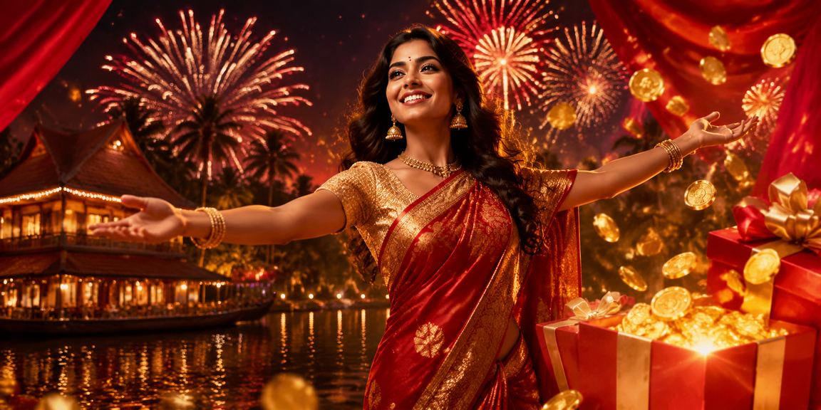 Exclusive VIP lottery event featuring red and gold decorated prizes