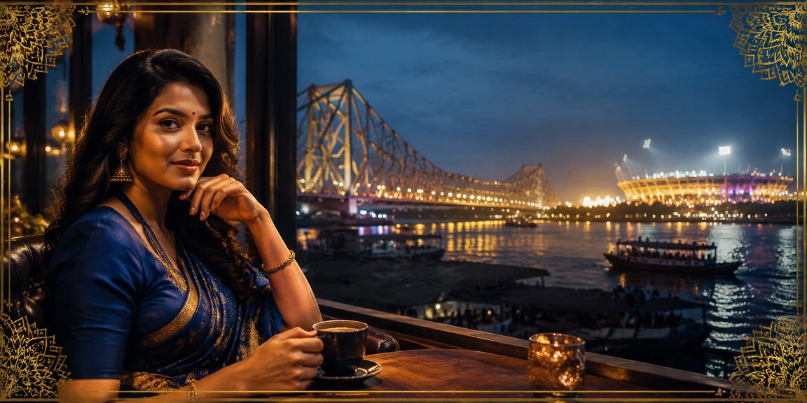 Kolkata Howrah Bridge illuminated near casino area