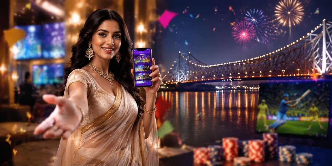 Kolkata Howrah Bridge with cricket betting and saree